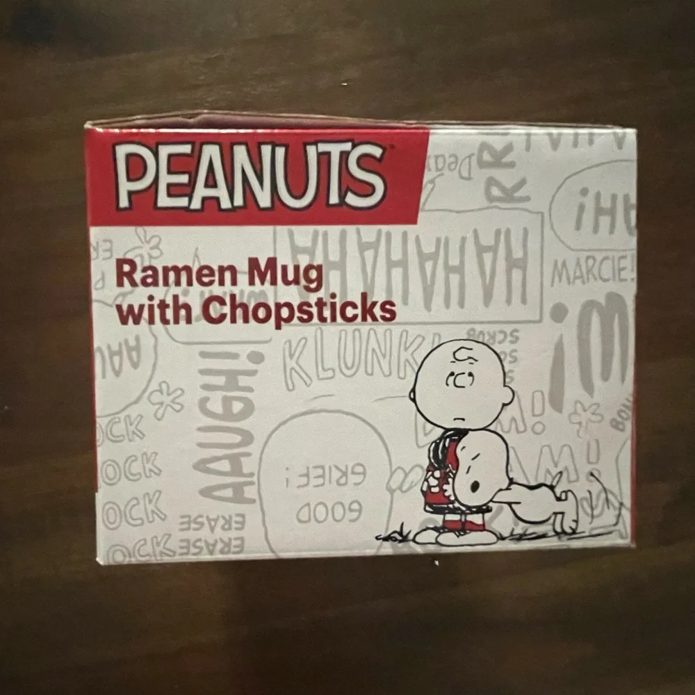 Peanuts Snoppy noodle‎ bowl Remen Mug with chopsticks Large NWT